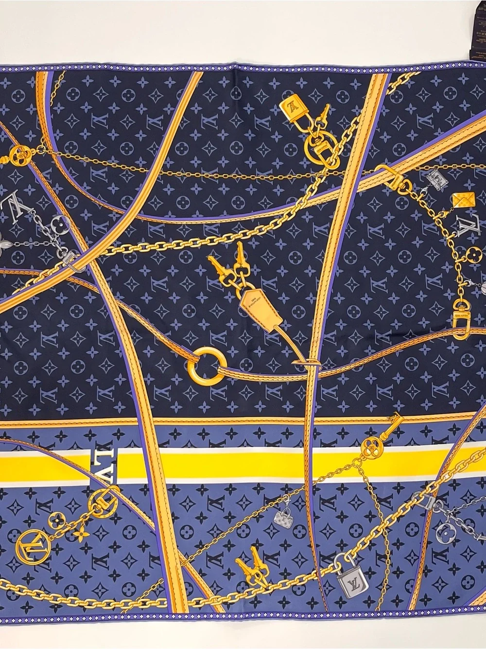 Louis Vuitton Navy & Violet Monogram Silk Scarf